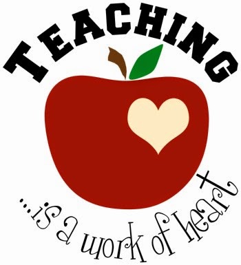 Teaching is a work of heart graphic with apple